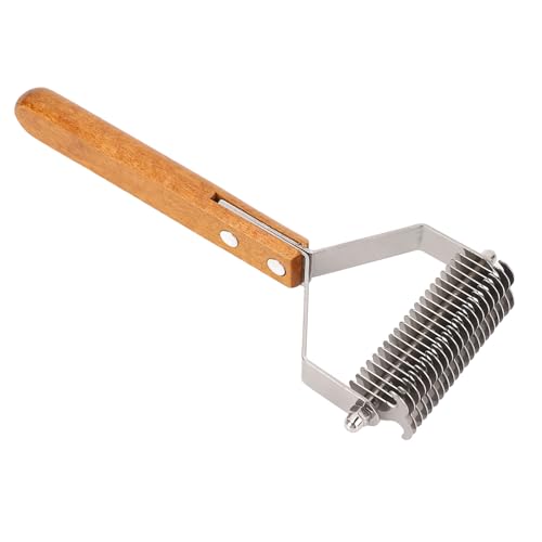 Care Care Rustproofing Bürste aus Stahl mit doppelter Rechnung, Deshedding-Werkzeug für Verkäufe und Verkleidungen, für Tierbesitzer, Holzgriffe (L) von Qcwwy