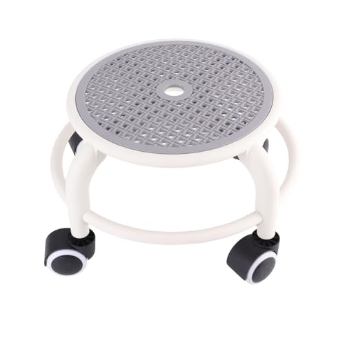 Drehhocker, Stilvoller, Runder, Niedriger Rollhocker für zu Hause, Atmungsaktives Design, Hohe Tragfähigkeit, Kunststoff (Grey) von Qcwwy