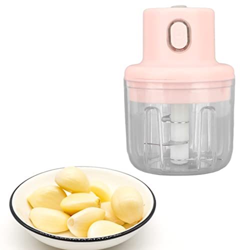 Elektrischer Knoblauchzerkleinerer, 250 Ml, Knoblauchstampfer, Zerkleinerer, Mini, Tragbar, Gemüsezerkleinerer, Gemüsezerkleinerer, Zwiebelwolf, Kleine Küchenmaschine für Ingwer, von Qcwwy