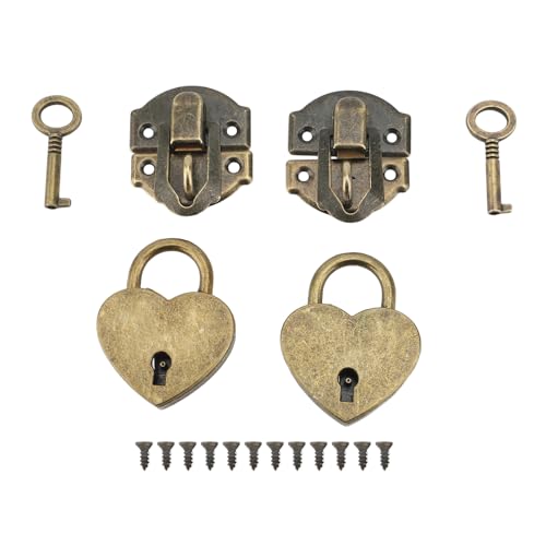 Holzbox Vorhängeschloss -Set, Zinklegierung Haspa (Bronze) von Qcwwy