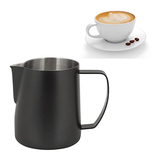 Kaffeemilchaufschäumbecher, Edelstahl Milchkännchen Aufschäumbecher Kaffeekanne Kanne Kanne Dampfkanne 700ml Kaffee Latte Art für Espresso Cappuccino Latte Art (Schwarz) von Qcwwy