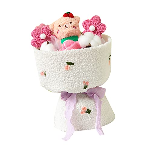 Künstliche Blumen, Blumenstrauß für Blumenarrangements, Jungen, Mädchen, Lehrer, Plüschstrauß, Spielzeug, Cartoon-Kuscheltiere (Rosa Bär) von Qcwwy