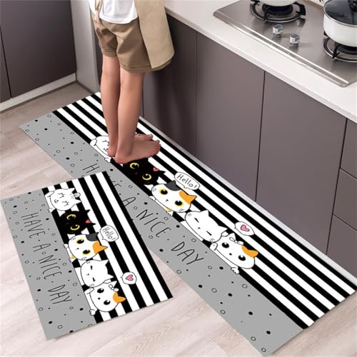 Polyester Küche Badezimmerbodenmatte, rutschfeste Küchenteppich für eine Bequeme Unterstützung, Einfach zu Reinigen, Vielseitiger Gebrauch, mit Einem Rutsch-Rücken, Geeignet für Küche, Badezimmer, von Qcwwy