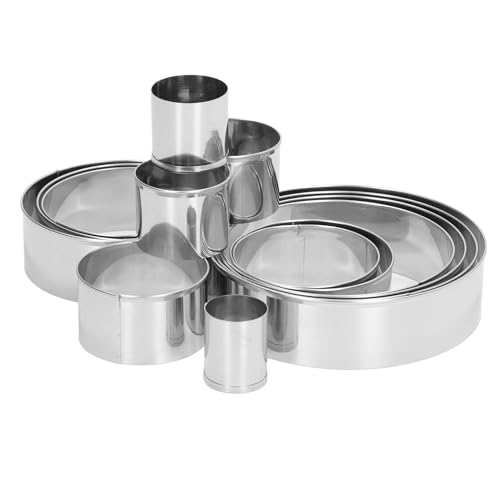 Qcwwy 14pcs Runde Kuchenschneider Set, Edelstahl -Backform -Kit, Größe Runder Mousse Form, Einfach zu Anfängern von Qcwwy