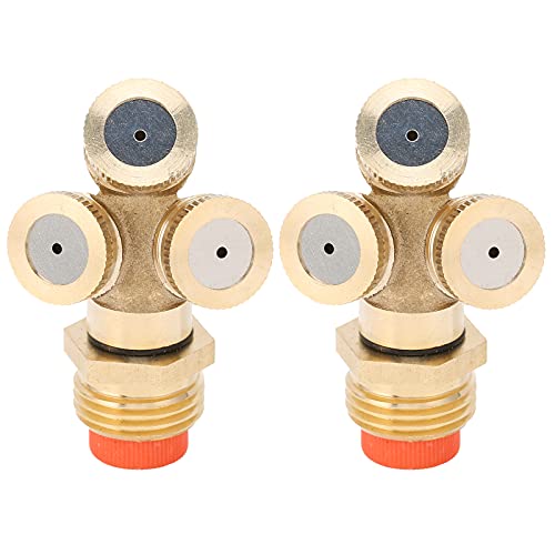 Qcwwy 2pcs Messing -Misting -Sprühdüse, G1/2 Hochdruck Sprinkler Head 3 Löcher Gartenschlauch Streusel Bewässerungsanschluss mit Adapter -Agrarbewässerungssystem von Qcwwy