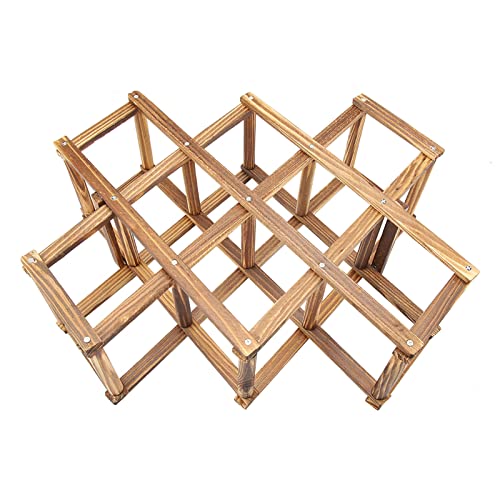 Qcwwy Akkordeon Design Hölzerner Weinregal Halter 10 Flaschen Kapazität Horizontales Displayregal für Unterhaltsame Familie und Freunde von Qcwwy