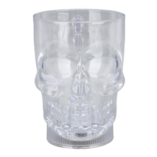 Qcwwy Beleuchteter Totenkopf-Becher, 590 Ml, Bunter LED-beleuchteter Totenkopf-Kunststoff-Trinkbecher, Halloween-Totenkopf-Wasserbecher für Halloween-Party, von Qcwwy