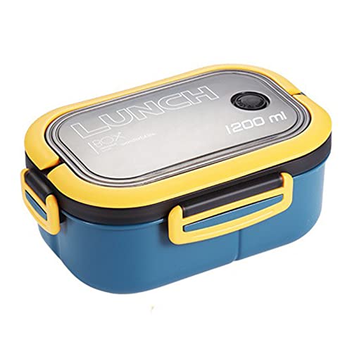 Qcwwy Lunchbox-Set, Doppelschicht-Design, Lunchbehälter, Langlebige EdelstahlBox, Stapelbare Lunchbox, Lebensmittelfächer und Zubehör, Box (Blau) von Qcwwy
