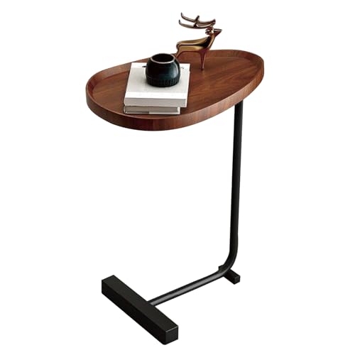 Qcwwy C -formte Endtisch Kleiner Beistelltisch für Couch für Couch mit Dunklem Holz Getreide Finish Sofa Nachttisch C -Form Endtisch für Kleine Räume für Wohnzimmer Schlafzimmer Haushalt (Groove von Qcwwy