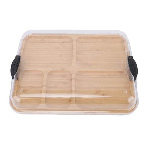 Qcwwy Charcuterie-Brett mit Abdeckung für zu Hause, 11x 0,9x14 Zoll Wieder Verwendbare Käse Platte Multifunktions-Servier Platte mit 5 Fächern für Unterhaltsame Party-Food-Präsentation von Qcwwy