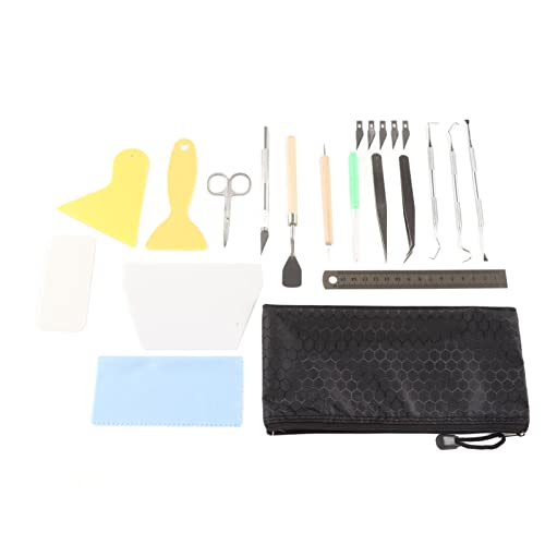 Qcwwy Craft Meting Set -Werkzeuge 22 PCs Craft Tools Kit Unschlüssel Lineal Carving Stift Schere Pinzette Ideal Zum Kleben von Papierhandwerksanschlüsse, die Schriftzug mit Silhouettes DIY Basic von Qcwwy