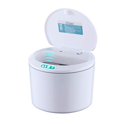 Qcwwy Desktop-Sensor-Mülleimer, Berührungsloser Automatischer Mini-Abfallkorb mit Deckel Intelligenter Elektrischer Induktions-Mülleimer für Büro-Desktop-Nachttisch-Kaffeebar von Qcwwy