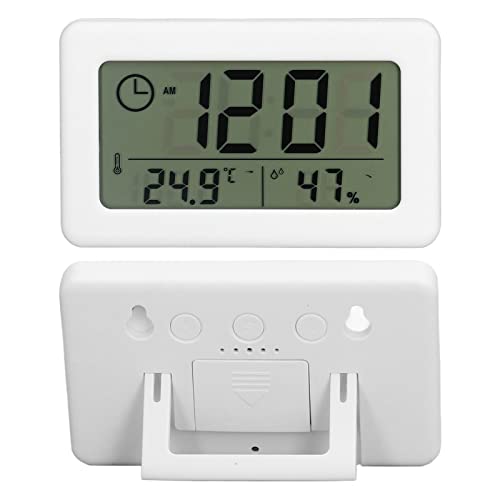 Qcwwy Digitaler Wecker, Digitalanzeige Temperatur-Befeuchtungs-Überwachungsuhr Weiße Farbe Einfaches Design Mini-Special-Panel-Design Elektronische Uhr für Den Hausgebrauch von Qcwwy