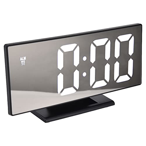 Qcwwy Digitaler Wecker, LED-Spiegelbildschirm Automatische Dimmung Elektronische Uhr Temperaturanzeige Alarm mit USB-Netzkabel für das Schlafzimmer zu Hause, Büro(Schwarz) von Qcwwy