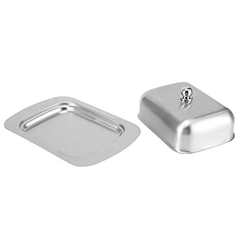 Qcwwy Edelstahl -Butterschale mit Griffabdeckung, Isolierter Butterbehälter, Wunderschöne Butterschale für Küchen- oder Esszimmer, Hochwertige Struktur, 7,3 X 4,8 X 2,8 Zoll von Qcwwy