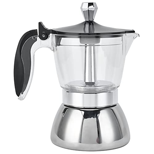 Qcwwy Edelstahl -Kaffeemaschine Effiziente Moka -Topf für Home Office Hotel Restaurant, Acrylkapazität, 200 Ml Kapazität von Qcwwy