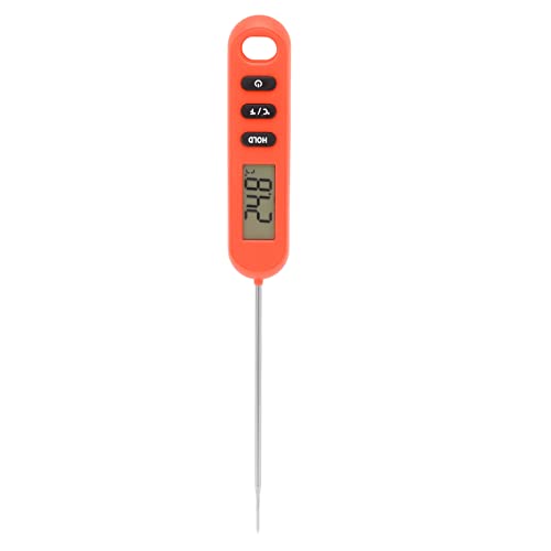 Qcwwy Fleisch-Lebensmittel-Süßigkeiten-Thermometer, Kochthermometer, Lange Sonde, Genau mit Aufhängeloch für die Küche (Rot) von Qcwwy