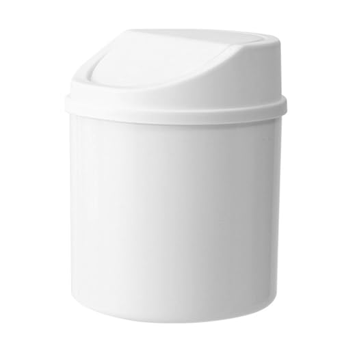 Qcwwy Flip Cover Mülleimer, Bequeme Flip Cover Design Abfall Behälter, Platzsparend Küchen Abfälle Mülleimer Müll Behälter für Desktops Arbeits Platten und Andere Kleine Räume (WHITE) von Qcwwy
