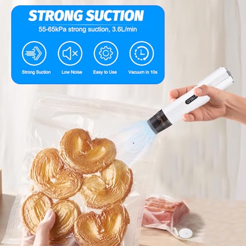 Qcwwy Handheld-Vakuumversiegelung Effizienter Tragbarer Lebensmittelversiegelung für Küche mit 5-pcs-Beuteln BPA-frei (WHITE) von Qcwwy