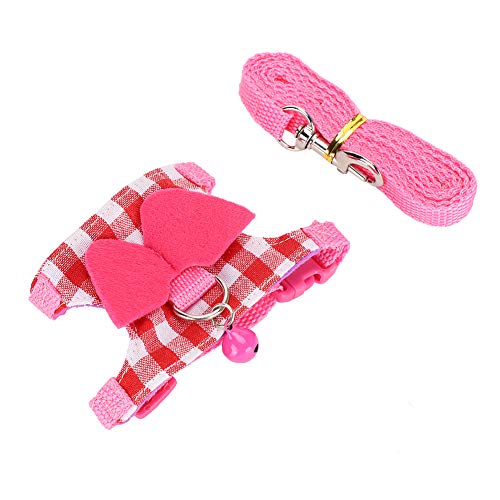Qcwwy Haustierkabelbaum in Rosa Plaid, Kleines Tier Borstrand für Bund Chinchilla Eekhoorn, Atmungsaktiven Spaziergang für Manövrierbare Haustiere (S) von Qcwwy