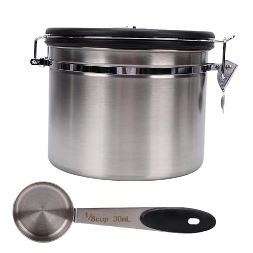 Qcwwy Kaffee-Kanister, Edelstahl-Kaffee-Vorrats Behälter Getreide Behälter Lebensmittel Mehl Zucker Luftdichtes Kanister für Häuser Coffee Shops und Getränke Geschäfte (SILVER) von Qcwwy