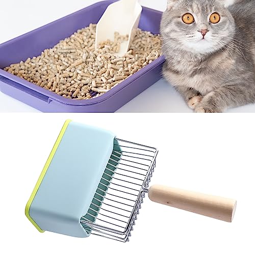 Qcwwy Katzenstreu -Schaufel für Metallschaufel mit Einer Tiefen Klingenbasis mit Einer Langen Handvoll Nachhaltiger Kackener Kätzchen für Katzeneltern (Blue) von Qcwwy
