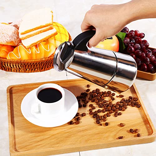 Qcwwy Moka-Kaffeemaschine aus Edelstahl, Ergonomisches Griffdesign, 4 Größen Erhältlich, Einfach zu Bedienen, Schnelles Brühen (300ML) von Qcwwy