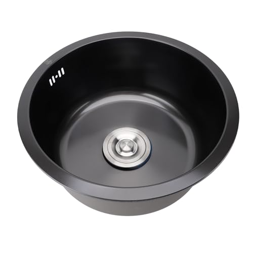 Qcwwy Nano Black Edelstahl Einzelbecken Küchenspüle für Küchenbar, nahtloser Unterhörer, 15,7 -CHT Durchmesser Qcwwy Nano Black Edelstahl Einzelbecken Küchenspüle für Küchenbar, nahtloser Unterhörer, 15,7 -CHT Durchmesser von Qcwwy