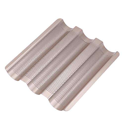 Perforiertes Backblech, Antihaftbeschichtet, 3 Wellenbrote, Brotbackform, Ofen, Toaster, Französische Stangenbrot-Backform Perforiertes Backblech, Antihaftbeschichtet, 3 Wellenbrote, Brotbackform, Ofen, Toaster, Französische Stangenbrot-Backform von Qcwwy