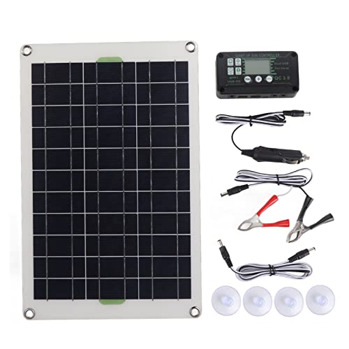 Qcwwy Polysilicon Solar Cells Panel Kit Solar Panel Ladegerät 30A 50W Monokristalline Silizium -Solarmodeladecontroller Kit Emergency Power Bank für RV Marine Car von Qcwwy