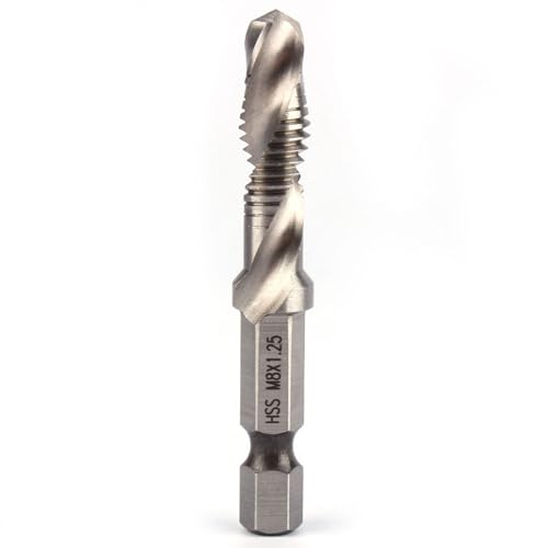 Qcwwy TAPS -Bohrerhahn -Bit 3 in 1 M8 X 1,25 HSS Sechsecklatt Griff Übelting Selbstzentrierendes Werkzeug für Weiche Metall Aluminium Eisen Hex Griffverbindung M8 Tap Drill Bit Geeignet Qcwwy TAPS -Bohrerhahn -Bit 3 in 1 M8 X 1,25 HSS Sechsecklatt Griff Übelting Selbstzentrierendes Werkzeug für Weiche Metall Aluminium Eisen Hex Griffverbindung M8 Tap Drill Bit Geeignet von Qcwwy