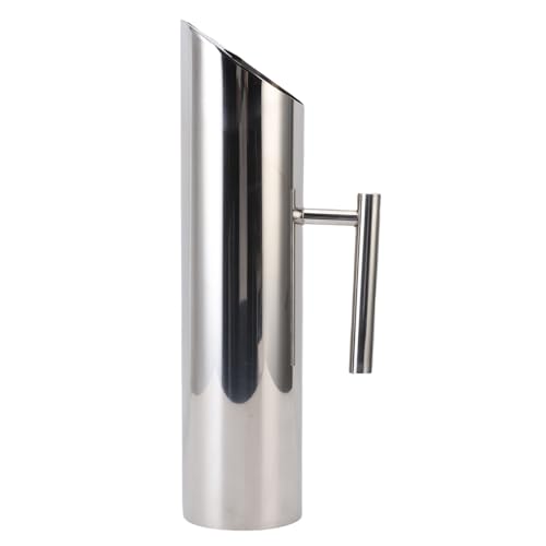 Qcwwy Wasserkrug, 2 -Liter -Kapazitätsmetallkrug mit Einem Anti -Leck -Spout und Einem Eisschutz -Getränkekrüge aus Edelstahl Gerade -seitig -Side -Sided -Transparenz -Getränkspender (SILVER) von Qcwwy