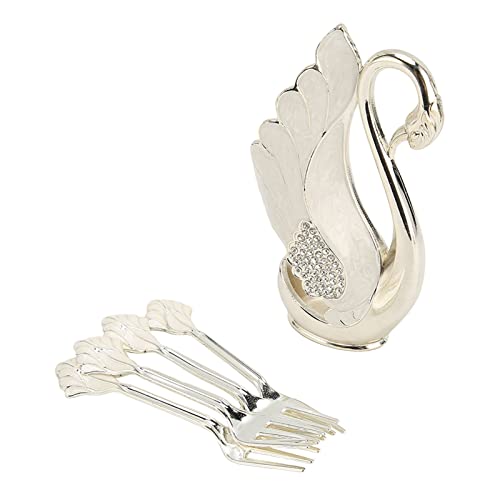 Schwanen-Basishalter Löffel Set stilvolle Schwanenform Design Spiegel polierte Legierung Material klein und kompakt breit Geeignet für Kaffee, Obst, Dessert, Süßigkeiten, Eis, Kuchen (Gabel) von Qcwwy