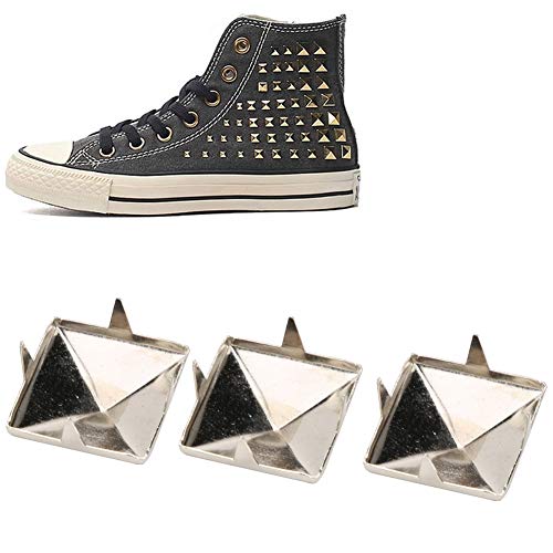 Qcwwy Spike Studs, 100pcs Square Pyramid Punk Nieten 4 Krallen Metallnieten für Kleidung Tasche Leder Schuhe Punk Rock Schmuck Handwerk(15mm-Silber) von Qcwwy