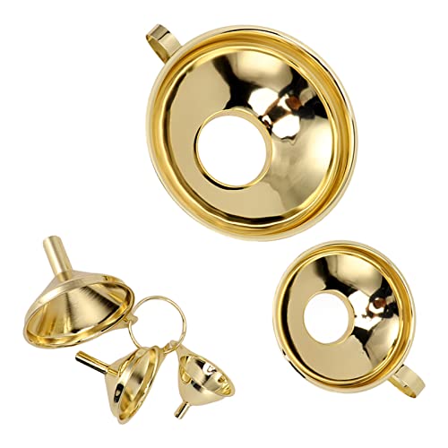 Trichter-Set, Gold-Edelstahl-Küchentrichter-Set Langlebiges und Tragbares Küchenzubehör Trichter mit Schmaler Ventilstange Zum Befüllen Kleiner Flaschen und Behälter von Qcwwy