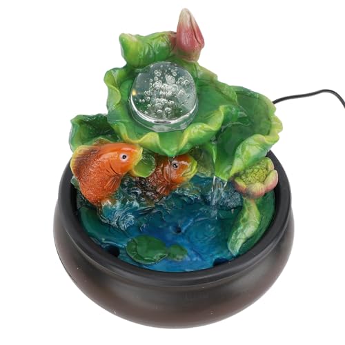 USB-Tischbrunnen, Stiller Koi-Harzbrunnen mit LED-Lichtern für die Dekoration des Heimbüros und des Wohnzimmers USB-Tischbrunnen, Stiller Koi-Harzbrunnen mit LED-Lichtern für die Dekoration des Heimbüros und des Wohnzimmers von Qcwwy