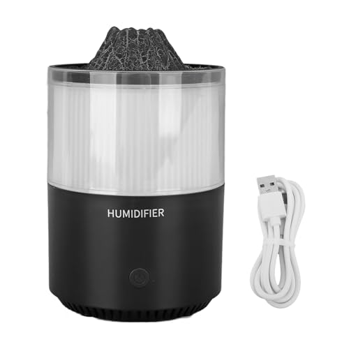 Vulkan-Diffusor, Diffusor für ätherische Öle, Luftbefeuchter mit Buntem Licht, Geräuscharmer Desktop-Luftbefeuchter, Simulation eines Vulkans, 200 Ml, Nebelbefeuchter für von Qcwwy