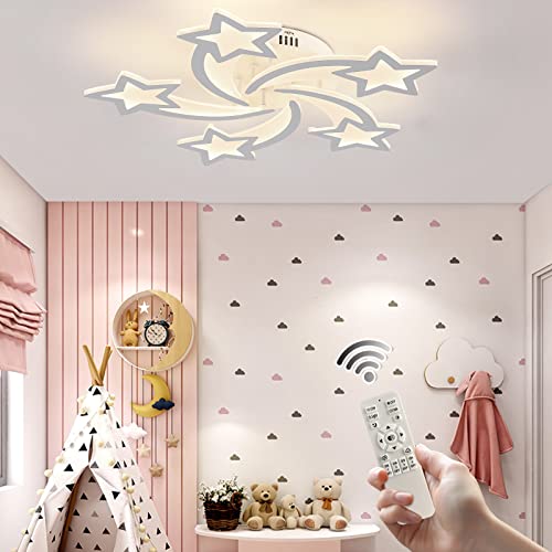 Qcyuui Dimmbare LED-Deckenleuchte 40 W Moderne Acryl-Deckenleuchte, 5-Sterne-Kronleuchterbeleuchtung für Kinderzimmer Schlafzimmer Wohnzimmerdecke, Fernbedienung inklusive von Qcyuui