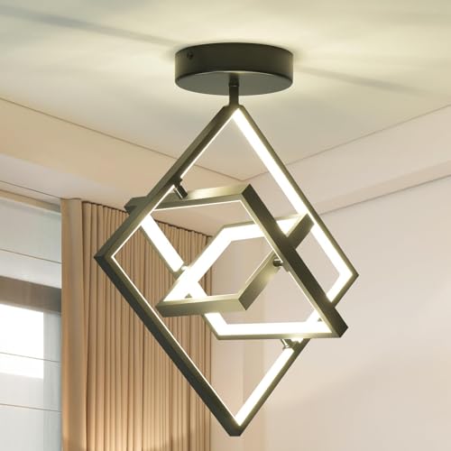 Qcyuui Hallway Light,36W Schwarz Flush Mount Kronleuchter,Moderne Led Deckenleuchte Küche führte Leuchten Decke Lampe für Foyer Schlafzimmer Balkon Korridor Eingang von Qcyuui