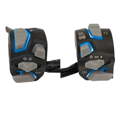22 mm 7,8 "Universal Motorrad -Lenkschalter kompatibel mit den meisten Fahrrädern Scheinwerfer Blitzlicht Start Kill Taste mit LED(Blau) von QdLmvpSDo