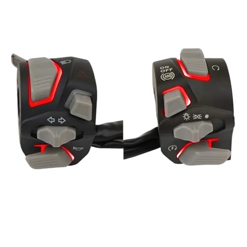 22 mm 7,8 "Universal Motorrad -Lenkschalter kompatibel mit den meisten Fahrrädern Scheinwerfer Blitzlicht Start Kill Taste mit LED(Rot) von QdLmvpSDo