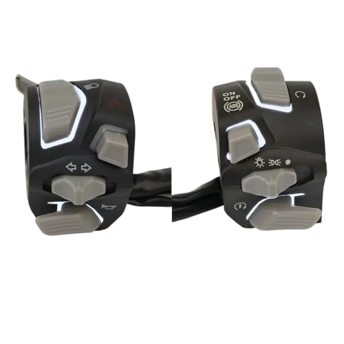 22 mm 7,8 "Universal Motorrad -Lenkschalter kompatibel mit den meisten Fahrrädern Scheinwerfer Blitzlicht Start Kill Taste mit LED(WEISS) von QdLmvpSDo
