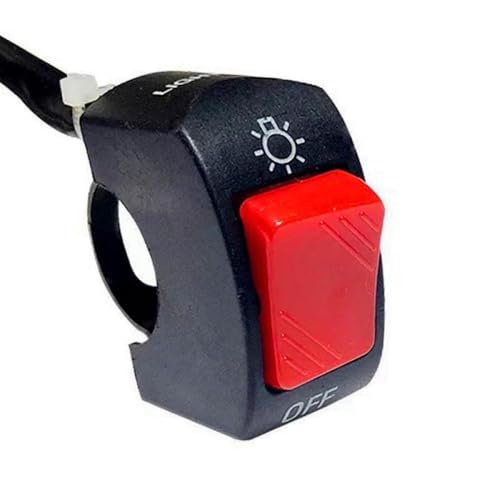 Motorrad -Lenkerschalter Einschalten der Steuerung für Lichter Farblichter Scheinwerfer kompatibel mit ATV Moped Electric Bike Scooterteilen(Rotschalter) von QdLmvpSDo