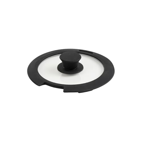 QDESIGN 24 cm Deckel aus gehärtetem Glas für Töpfe und Pfannen – Hitzebeständiger Silikonrand und Knauf – Kühlschrank- und spülmaschinenfest – Ø 24 cm, schwarz von Qdesign