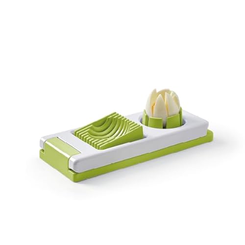 Qdesign - Eierschneider - Robustes Design aus ABS & Edelstahl - Küchenutensil - Ovale & Runde Scheiben - Leichte Reinigung & Spülmaschinenfest - Grün/Grau von Qdesign