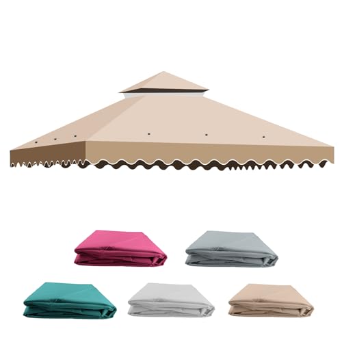 Ersatzdach Pavillon 3x3M, Garten Pavillon Ersatzdach 2-Tier mit Air Vent, Grill-Gazebo-Abdeckung Abnehmbares Ersatzdach, Camping Hängematte Strand Sonne Unterstand von Qdreclod