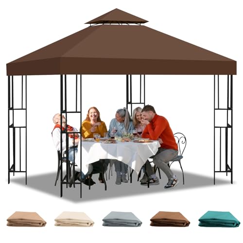 Pavillon Ersatzdach 3x3 m Wasserdicht – Doppeldach mit Air Vent UV-beständig, Stabil Winterfest, Atmungsaktiv, Gazebo Ersatz Dach, perfekt für Garten, Camping(Polyester 300D) von Qdreclod