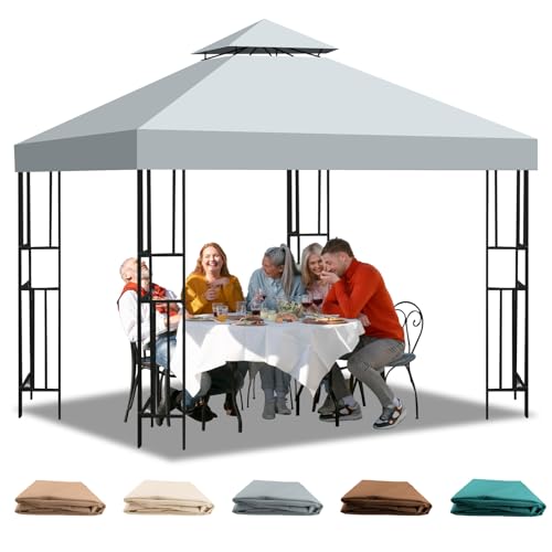 Pavillon Ersatzdach 3x3 m Wasserdicht – Doppeldach mit Air Vent UV-beständig, Stabil Winterfest, Atmungsaktiv, Gazebo Ersatz Dach, perfekt für Garten, Camping(Polyester 300D) von Qdreclod