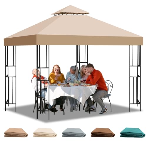 Pavillon Ersatzdach 3x3 m Wasserdicht – Doppeldach mit Air Vent UV-beständig, Stabil Winterfest, Atmungsaktiv, Gazebo Ersatz Dach, perfekt für Garten, Camping(Polyester 300D) von Qdreclod