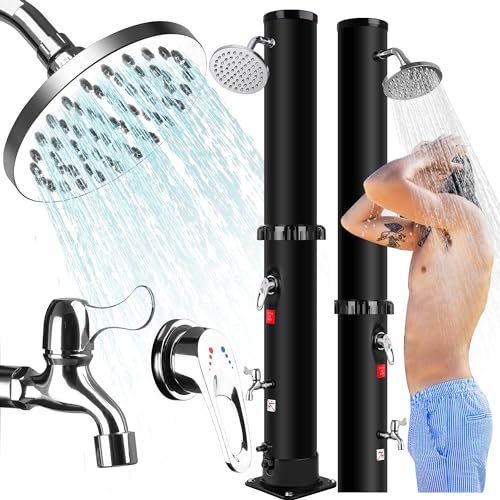 Qdreclod Gartendusche Solar 40L, Solardusche Aussendusche mit 360° Regenduschkopf und Wasserhahn, Prämie Solar Dusche Außendusche Pooldusche für Garten Camping, Warmes Wasser Max 60°C von Qdreclod